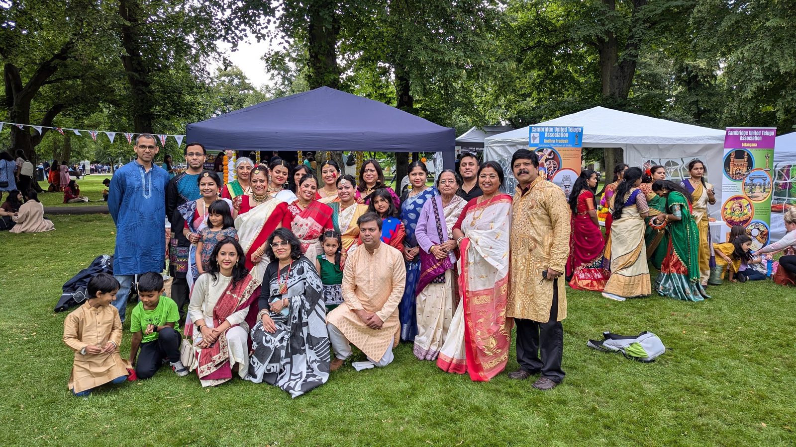 Community members in traditional Indian dress at Cambridge India Day