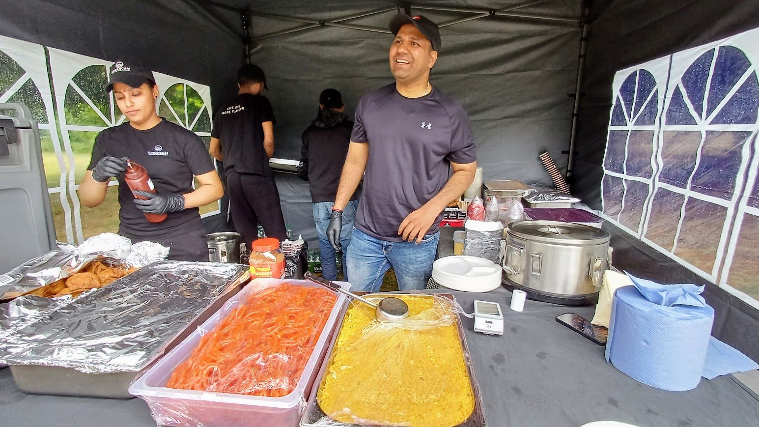 Food being served at the village